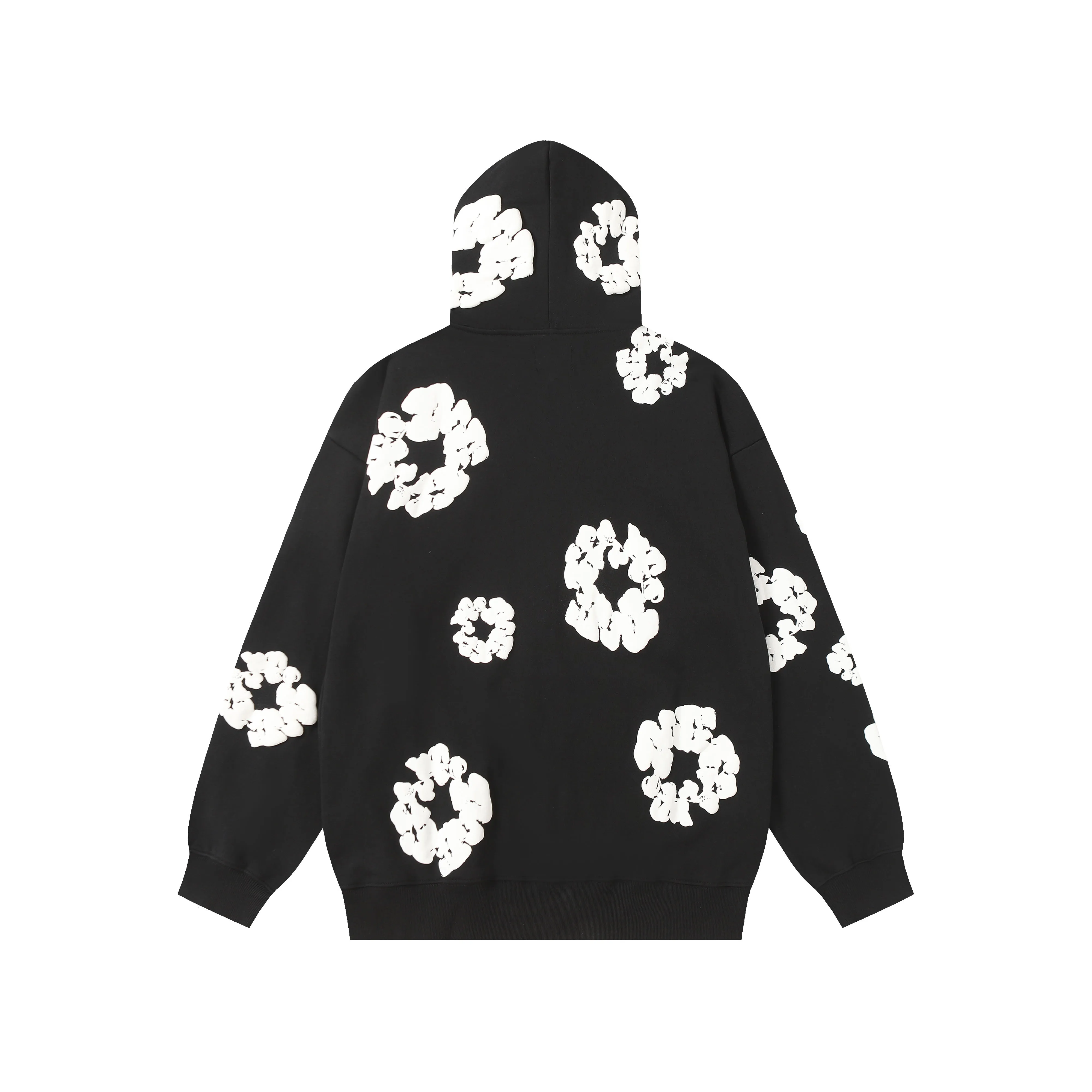 16 colors DENIM TEARS Kapok European and American trendy brand high-quality foam printed hooded sweatshirt jacket. Terry fabric weighs 380 grams. Threads are customized and dyed in the same color. Color Black Gray Blue Green Royal Blue Purple Red Orange Colorful Blue Pink White Sky Blue Brown Carbon Gray Black Gray White White Size S-XL